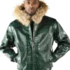 Pelle Pelle Nile Green Hooded Leather Jacket