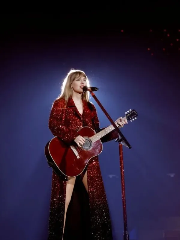 Taylor Swift The Eras Tour 2023 Red Sequin Trench Coat
