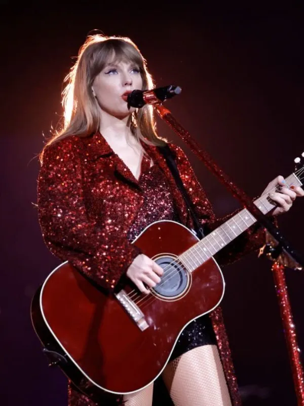 Taylor Sequin Coat Swift Eras 2023 Red The Tour Trench