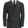 Wendell 1920s Fashion White Pinstripe Four Button Double Breasted Suit