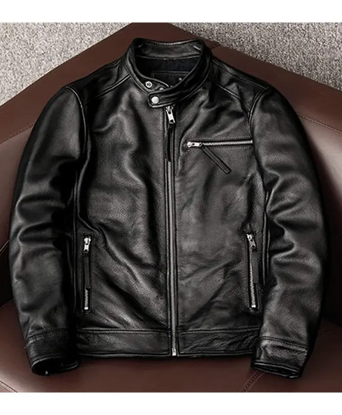 90s Vintage Black Leather Jacket For Sale - William Jacket