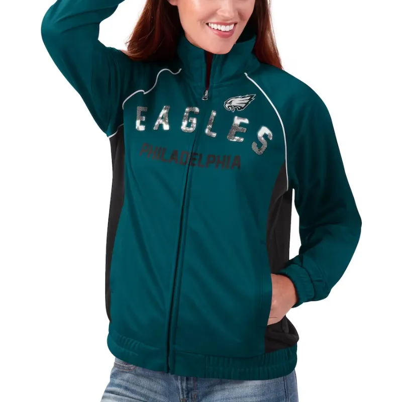 Bette Hahn Philadelphia Eagles Green Full-Zip Jacket