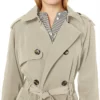 Dillon Stone Color Double Breasted Trench Coat