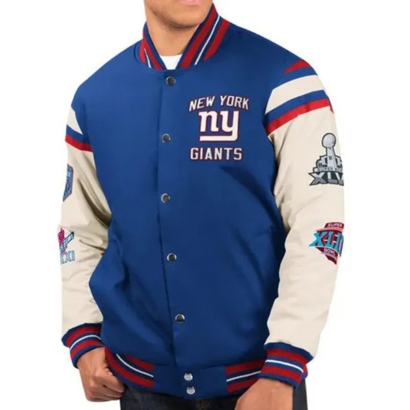 Wool/Leather New York Giants Varsity Royal and White Jacket - Jackets  Masters