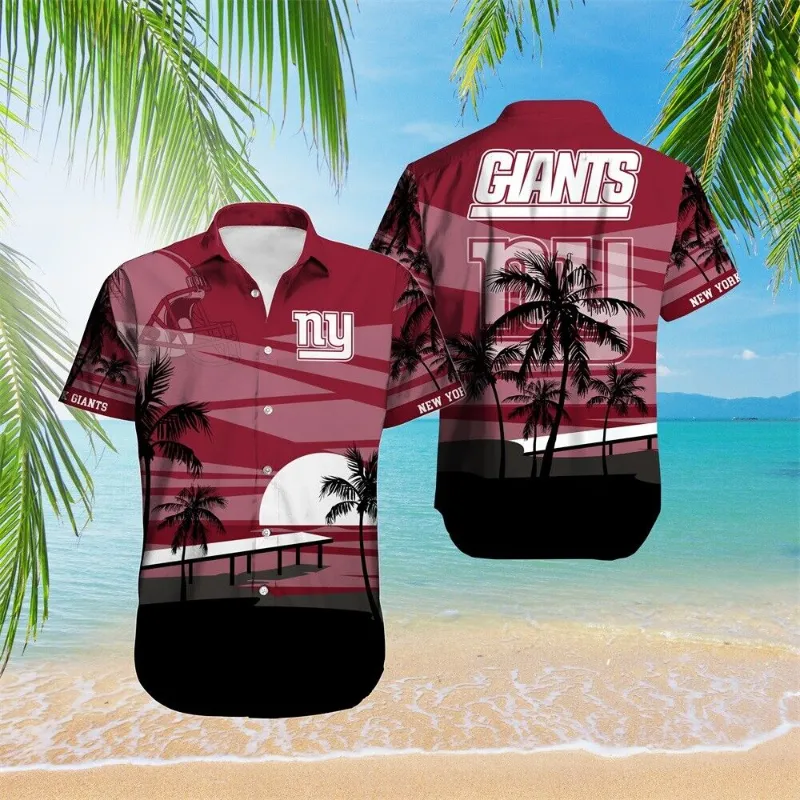 New York Giants Hawaiian Button Up Shirt