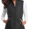 Stand up Collar Lightweight Black Quilted Vest