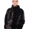 Deanna Mink Fur Stylish Black Coat