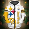 Pittsburgh Steelers White Zip-Up Hoodie