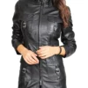 Slim Fit Genuine Leather Black Coat