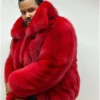 Tomer Mink Fur Luxurious Red Coat