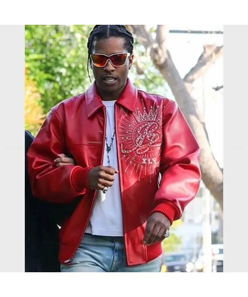 A$AP Rocky Red Leather Jacket