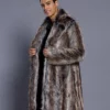 Caspian Faux Mink Fur Grey and Brown Coat