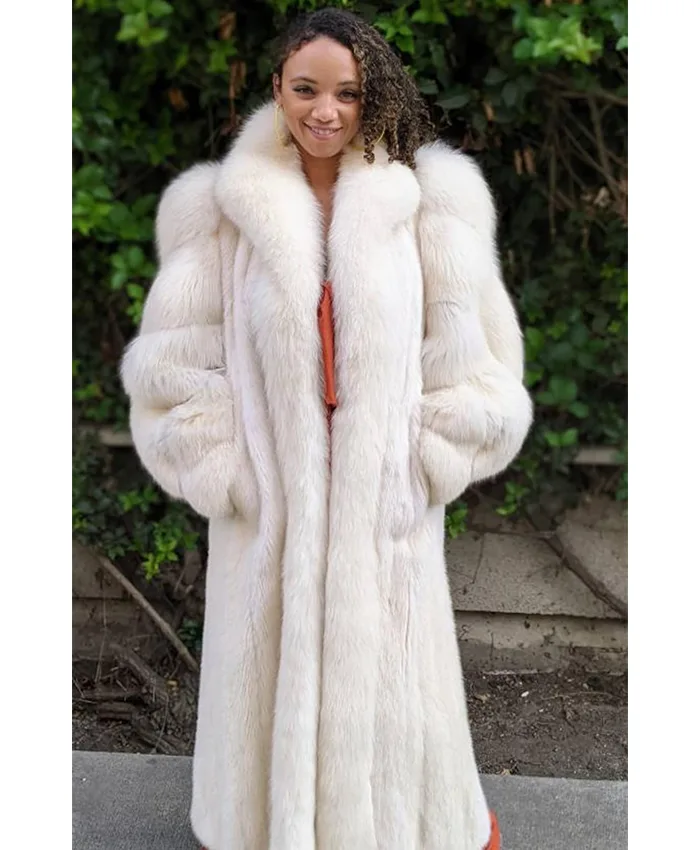 Hilary Mink Fur White Long Coat For Sale - William Jacket