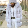 Ivan Mink Fur White Hooded Coat