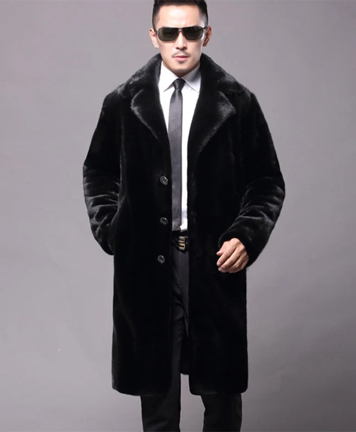 Kairo Faux Mink Fur Black Coat For Sale - William Jacket