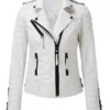 Magnuson White Leather Biker Jacket