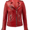 Oberon Red Leather Biker Jacket