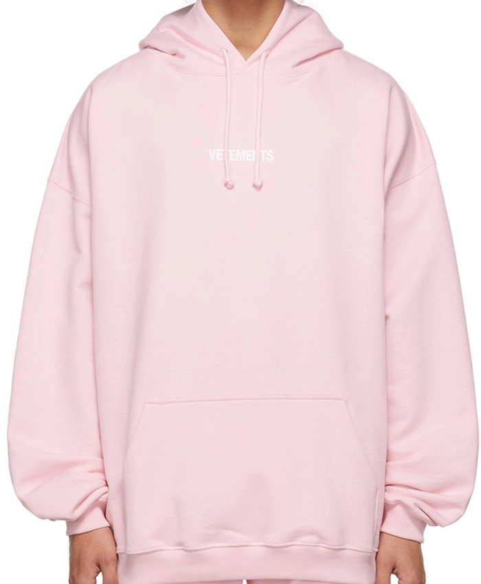 Vetements Mixed Logo Hoodie in Baby Pink - Jackets, Hoodies & Sweatshirts -  Big Sale Group Inc