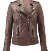 Solstice Brown Leather Biker Jacket