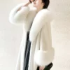 Yolanda White Mink Fur Long Coat