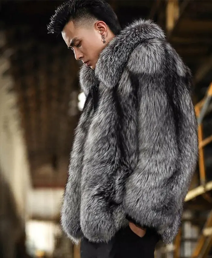 Zephyrus Faux Mink Fur Grey Coat For Sale - William Jacket