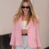 Barbie 2023 Margot Robbie Checkered Pink Blazer