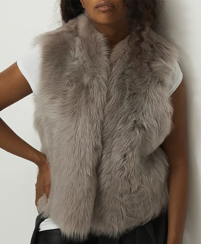 Taupe Faux Fur Vest For Sale - William Jacket