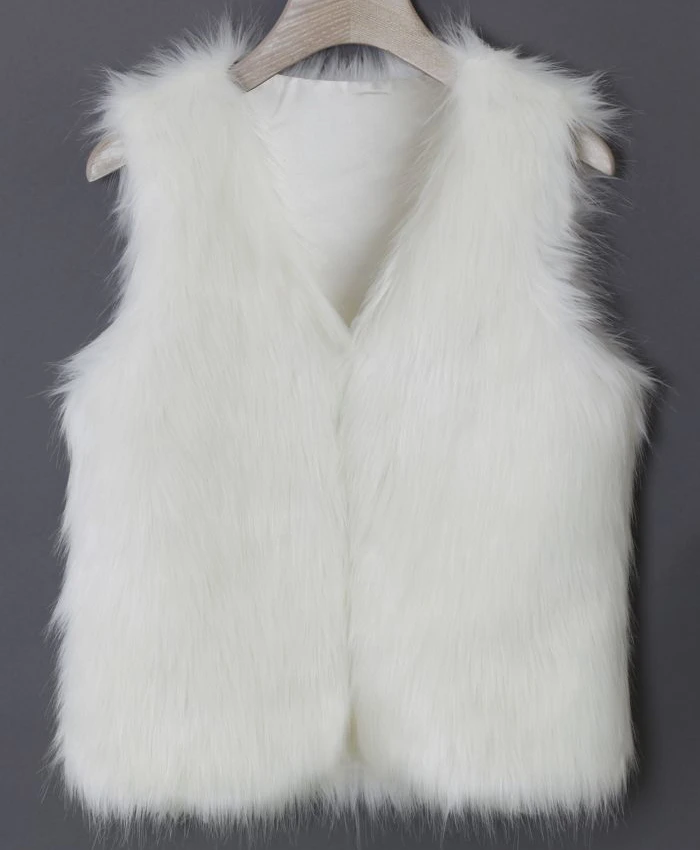 White Faux Fur Vest For Sale - William Jacket