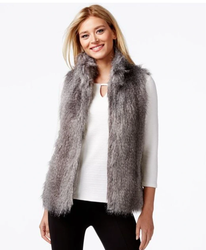 Grey Faux Fur Vest For Sale - William Jacket