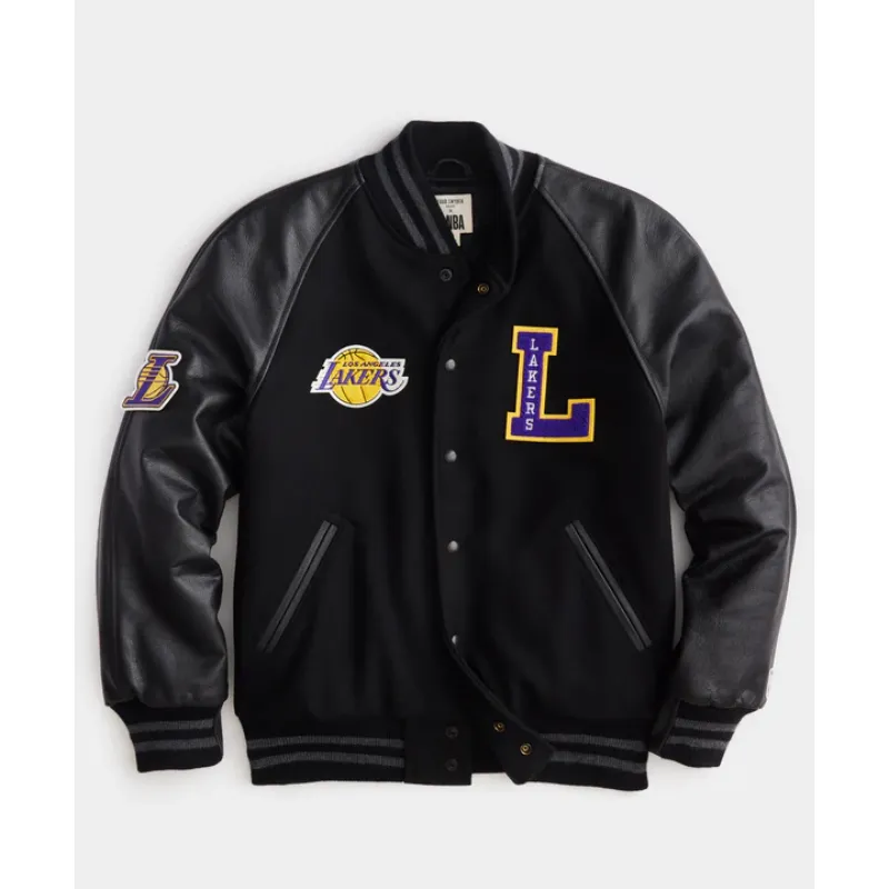 Theo Hahn Los Angeles Lakers Black Varsity Jacket - William Jacket