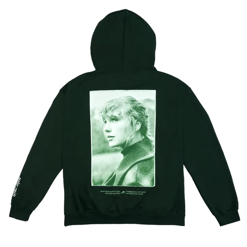 Taylor Swift Hoodie Womens Large Green Ever and Evermore Sweatshirt