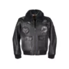 G-1 Wings Black Shearling Leather Bomber Jacket