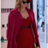 Kim Cattrall Glamorous 2023 Pink Trench Coat