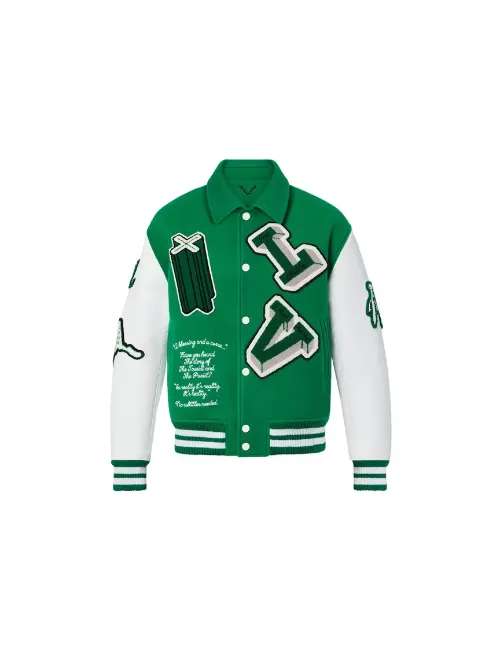 LV Varsity Leather Jacket Green