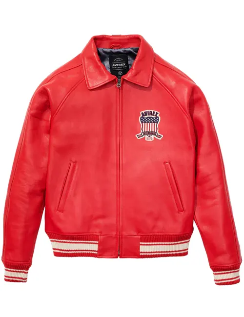 Red Avirex Leather Jacket - William Jacket