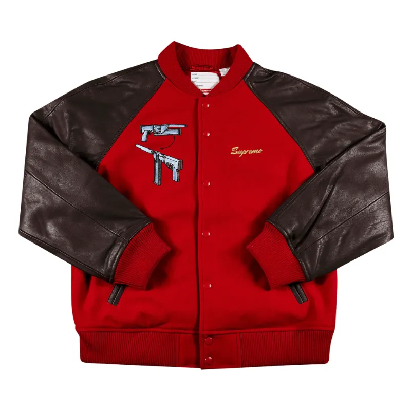 Supreme King Hooded Varsity Jacket Red