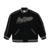 Supreme Black Full-Snap Varsity Jacket