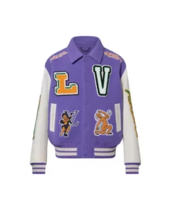 Pre-owned Louis Vuitton Varsity Jacket 50 In Purple