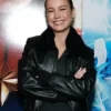 Brie Larson Black Leather Jacket