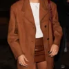 Hailey Bieber Brown jacket