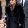 Selena Gomez Black Fur Coat