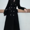 womens long black wool coat