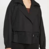 Abigail Black Cotton Cropped Trench Coat