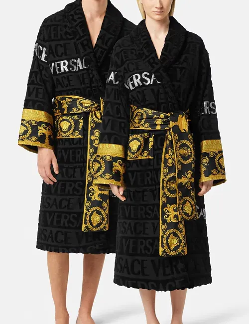 Kaia Wiza Flash Versace Word Black Bath Robe - William Jacket