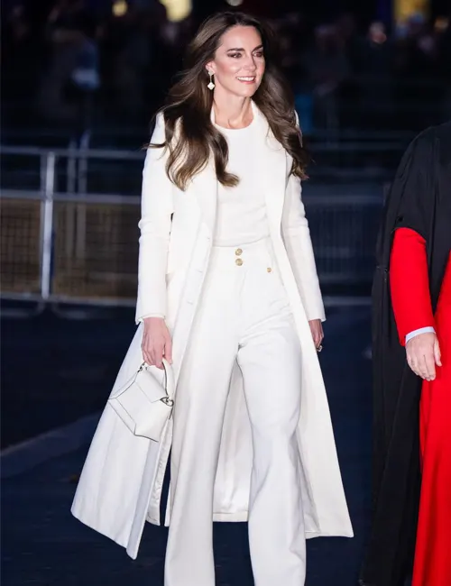 Kate Middleton Christmas Carol Service White Coat - William Jacket