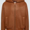 Miu Miu Brown Hooded Leather jacket