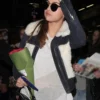 Selena Gomez Suede Leather Jacket With Fur