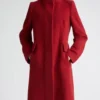 Aida Mraz Stand Collar Akris Punto Red Wool Trench Coat