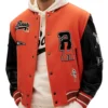 Bright Orange X Russell Athletic Logo Patches Varsity Jacket