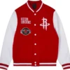 Houston Rockets White and Red Lettermen Jacket On Sale